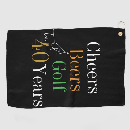 40e verjaardag Golf Proost en bieren Zwart en Goud Golfhanddoek (Horizontaal)