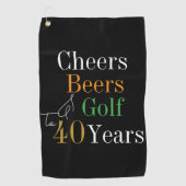 40e verjaardag Golf Proost en bieren Zwart en Goud Golfhanddoek (Voorkant)