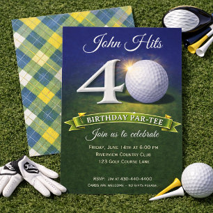 40e Verjaardag Golf Thema Kaart