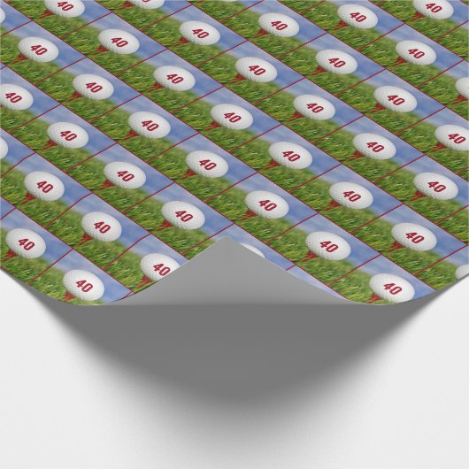 40e verjaardag Golfbal Cadeaupapier (Hoek)