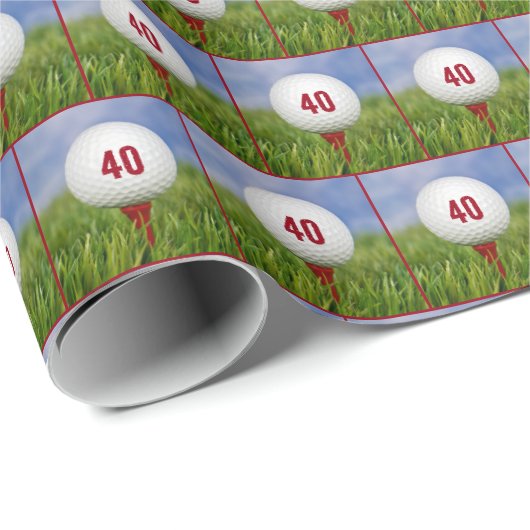 40e verjaardag Golfbal Cadeaupapier (Rol Hoek)