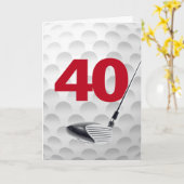 40e verjaardag golfbal ontwerp kaart (Gele Bloem)