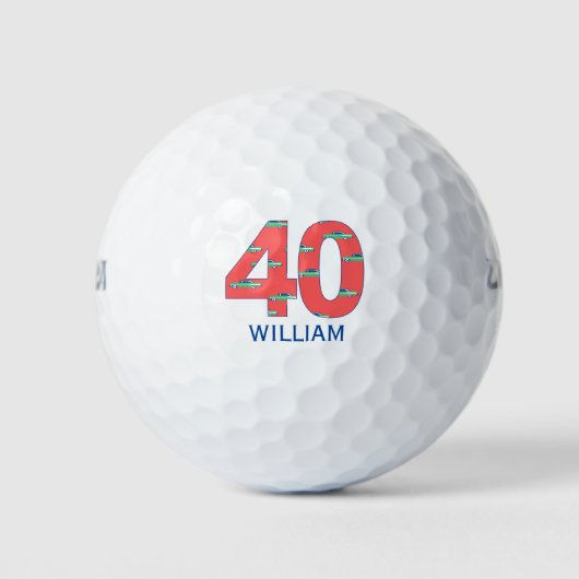 40e verjaardag golfballen 40 jaar auto's initialen (Voorkant)