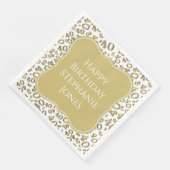 40e Verjaardag Goud/Witte Beugel Getal Patroon Servet (Hoek)