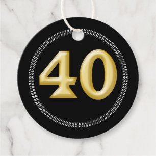 40e verjaardag goud zwart dank u veertig elegant bedankjes labels