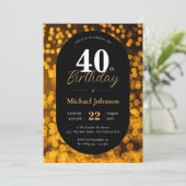 40e verjaardag Goud Zwart Elegant Modern Custom Kaart (Staand voorkant)