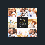 40e verjaardag goud zwarte foto collage verjaardag canvas afdruk<br><div class="desc">Viel je 40ste verjaardag in stijl met dit zwarte en gouden effect 40ste verjaardagsontwerp. Een modern ontwerp met manuscripttekst en gewaagde grafiek. Verander de kleur om aan te passen. Een deel van een collectie.</div>