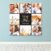 40e verjaardag goud zwarte foto collage verjaardag canvas afdruk (Insitu (Houten vloer))