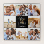 40e verjaardag goud zwarte foto collage verjaardag legpuzzel<br><div class="desc">Viel je 40ste verjaardag in stijl met dit zwarte en gouden effect 40ste verjaardagsontwerp. Een modern ontwerp met manuscripttekst en gewaagde grafiek. Verander de kleur om aan te passen. Een deel van een collectie.</div>