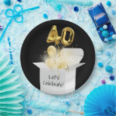 40e verjaardag goudballonnen in witte doos papieren bordje (Feest)