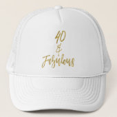 40e Verjaardag Gouden Folie en Witte Trucker Hat Pet (Voorkant)