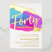 40e verjaardag gouden folie foto abstracte kunst folie uitnodiging (Voorkant)