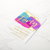 40e verjaardag gouden folie foto abstracte kunst folie uitnodiging (Gedraaid)