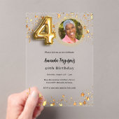 40e verjaardag gouden foto sterren Clear Acryl Uitnodigingen (Insitu (Draagbaar))