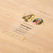 40e verjaardag gouden foto sterren Clear Acryl Uitnodigingen (Laagn)