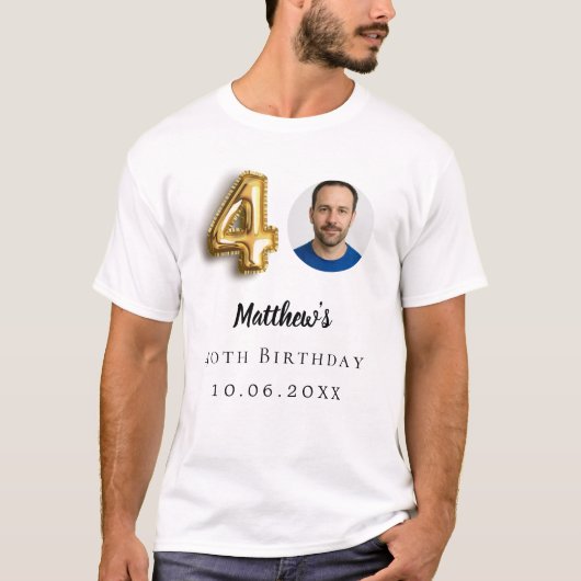 40e verjaardag gouden foto t-shirt (Voorkant)