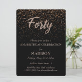 40e verjaardag Gouden Glitter Kaart (Staand voorkant)