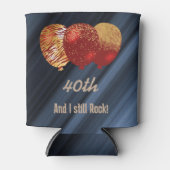 40e verjaardag & gouden glitter rode ballonnen blikjeskoeler (Voorkant)