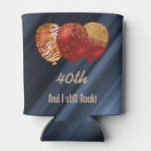 40e verjaardag & gouden glitter rode ballonnen blikjeskoeler (Achterkant)