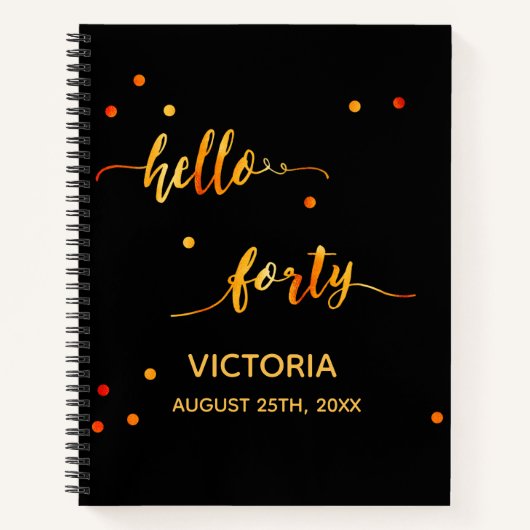 40e verjaardag gouden hallo 40 notitieboek (Voorkant)