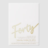40e verjaardag gouden script tekst overlay vellum uitnodigingen (Voorkant)