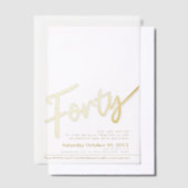 40e verjaardag gouden script tekst overlay vellum uitnodigingen (Offset)