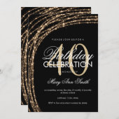 40e verjaardag Gouden Sparkling String Lights Kaart (Voorkant / Achterkant)