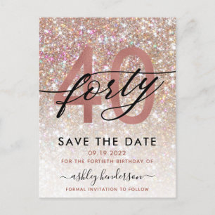 40e verjaardag grafische glitter ombre sparen de d briefkaart