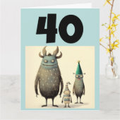 40E VERJAARDAG GRAPPIG WENSKAART KAART (Gele Bloem)