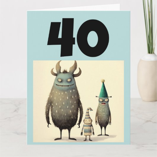40E VERJAARDAG GRAPPIG WENSKAART KAART (Voorkant)
