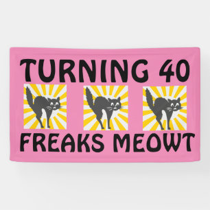 40E VERJAARDAG GRAPPIGE KATTENBANNER SPANDOEK