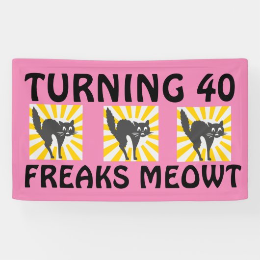 40E VERJAARDAG GRAPPIGE KATTENBANNER SPANDOEK (Horizontaal)