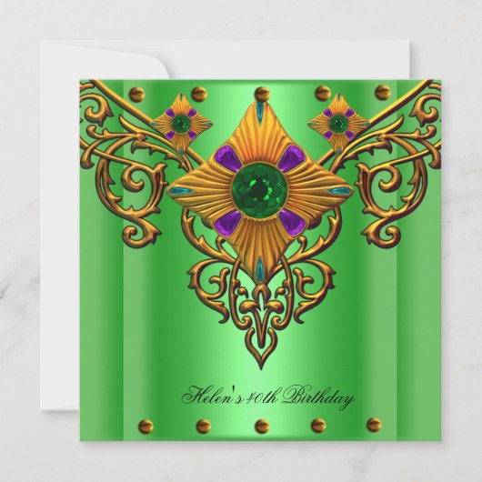40e verjaardag Green Gold jewel Kaart (Voorkant)