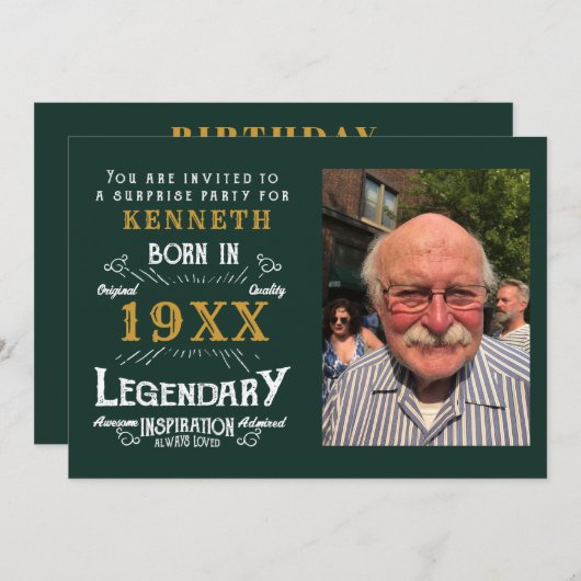 40e verjaardag  groen goud toevoegen Naam jaar Kaart (Voorkant / Achterkant)