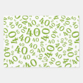 40e verjaardag Groen/wit Random Number Patroon 40 Inpakpapier Vel (Voorkant)
