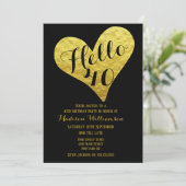 40e verjaardag Hallo 40 zwart en Faux Gold Heart Kaart (Staand voorkant)