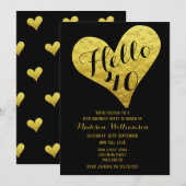 40e verjaardag Hallo 40 zwart en Faux Gold Heart Kaart (Voorkant / Achterkant)