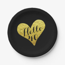 40e verjaardag Hallo 40 zwart en Faux Gold Heart
