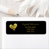 40e verjaardag Hallo 40 zwart | Faux Gold Heart Etiket (Insitu)