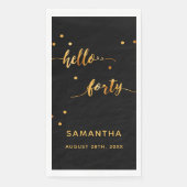 40e verjaardag hallo 40 zwarte goudnaam servet (Voorkant)