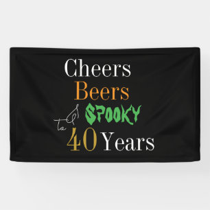 40e verjaardag Halloween Cheers Beers Spooky Party Spandoek