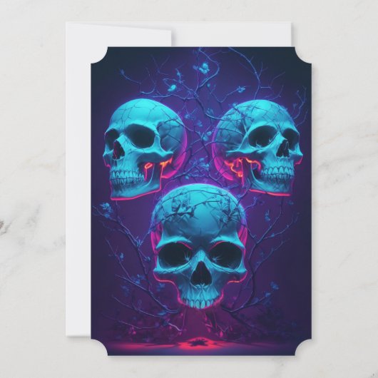 40e verjaardag Halloween Party Neon schedel Modern Kaart (Achterkant)