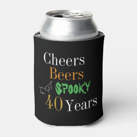 40e verjaardag Halloween Spooky Cheers Beers Party Blikjeskoeler (Blikje Voorkant)