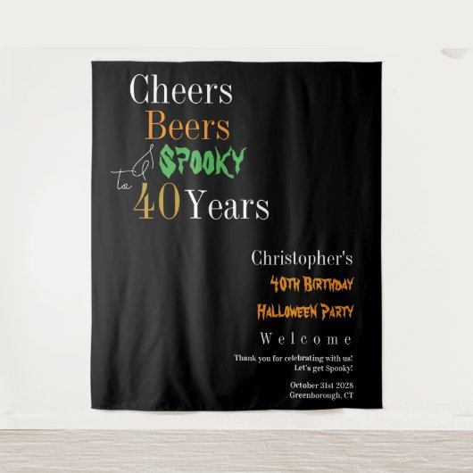 40e verjaardag Halloween Spooky Party Achtergrond Wandkleed (Voorkant)