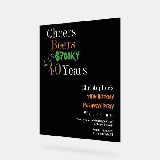 40e verjaardag Halloween Spooky Party Welkom Acryl Bord (Hoek)