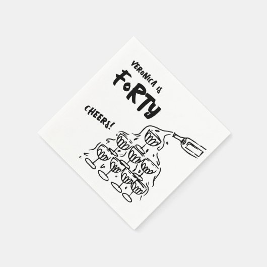 40e verjaardag Hand getrokken cocktail servetten (Hoek)