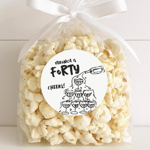 40e verjaardag Hand getrokken gunst Stickers