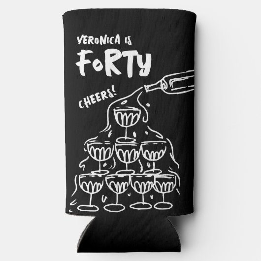 40e verjaardag Hand getrokken Koelboxxen Seltzer Blikjeskoeler (Achterkant)