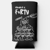 40e verjaardag Hand getrokken Koelboxxen Seltzer Blikjeskoeler (Voorkant)