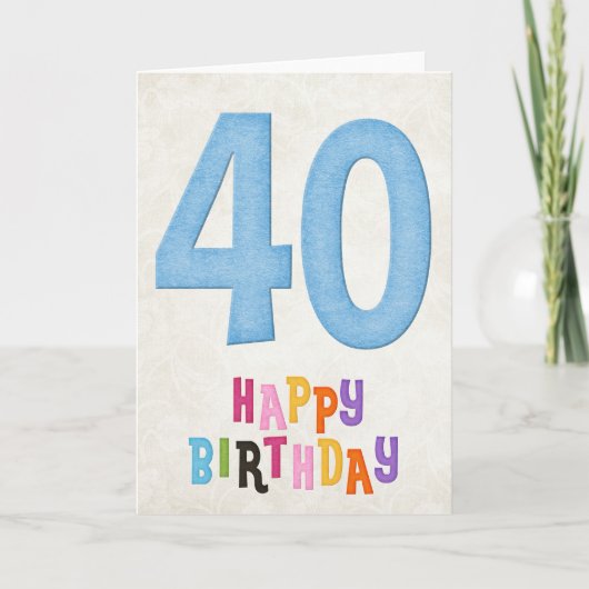 40e verjaardag Happy Birthday Kaart Design (Voorkant)